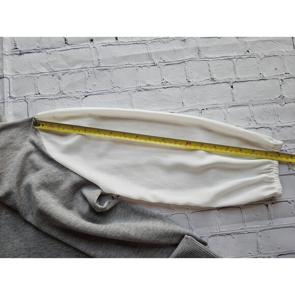 Stitchcount Gray White Collared Sweater Blouse Women’s Size L Long Sleeve Pre-Ow - Picture 7 of 8